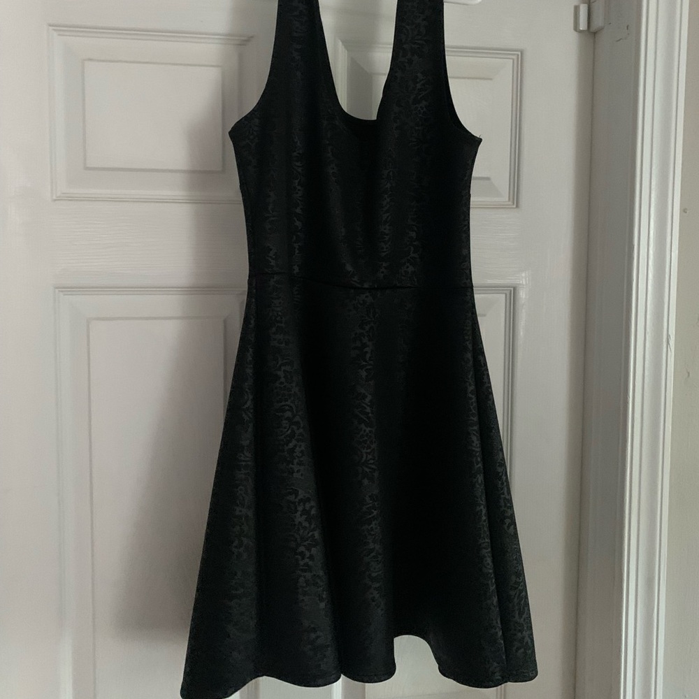 Black pattern skater dress. Size medium